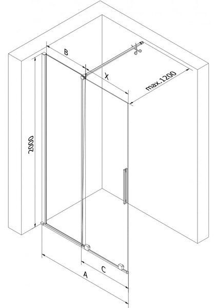 Mexen Velar ścianka prysznicowa rozsuwana Walk-in 120 x 200 cm, transparent 8 mm, biała - 871-120-000-03-20