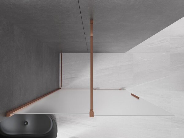 Mexen Velar ścianka prysznicowa rozsuwana Walk-in 130 x 200 cm, szron 8 mm, różowe złoto - 871-130-000-33-60