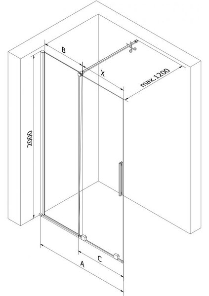 Mexen Velar ścianka prysznicowa rozsuwana Walk-in 70 x 200 cm, transparent 8 mm, chrom - 871-070-000-03-01
