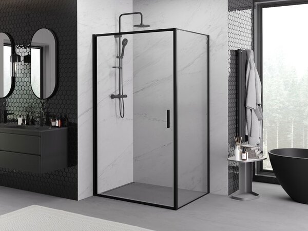 Mexen Exo kabina prysznicowa uchylna 100 x 90 cm, transparent, czarna - 817-100-090-70-00