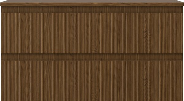 Mexen Rivel szafka łazienkowa podumywalkowa 90 cm z blatem, 2 szuflady, ryflowana , orzech - 91A20-09047-2-BFFC86