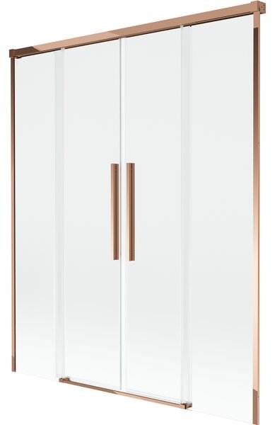 Mexen Rox parawan nawannowy 2-skrzydłowy rozsuwany 160 x 150 cm, transparent, różowe złoto - 8C9-160-002-60-00