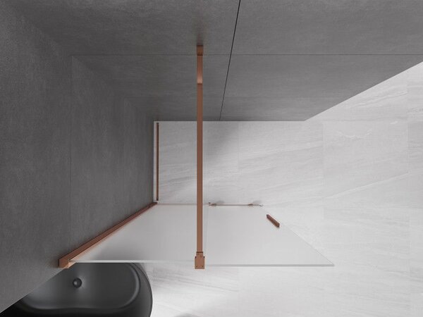 Mexen Velar ścianka prysznicowa rozsuwana Walk-in 120 x 200 cm, szron 8 mm, różowe złoto - 871-120-000-33-60