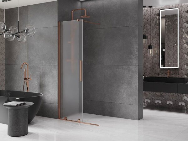 Mexen Velar ścianka prysznicowa rozsuwana Walk-in 120 x 200 cm, szron 8 mm, różowe złoto - 871-120-000-33-60
