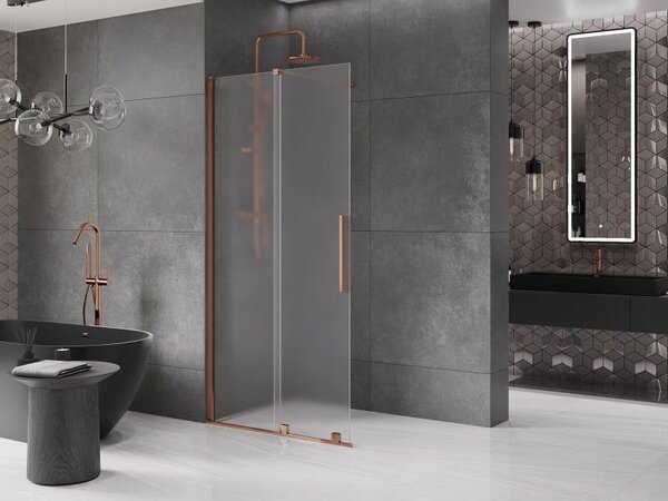 Mexen Velar ścianka prysznicowa rozsuwana Walk-in 120 x 200 cm, szron 8 mm, różowe złoto - 871-120-000-33-60
