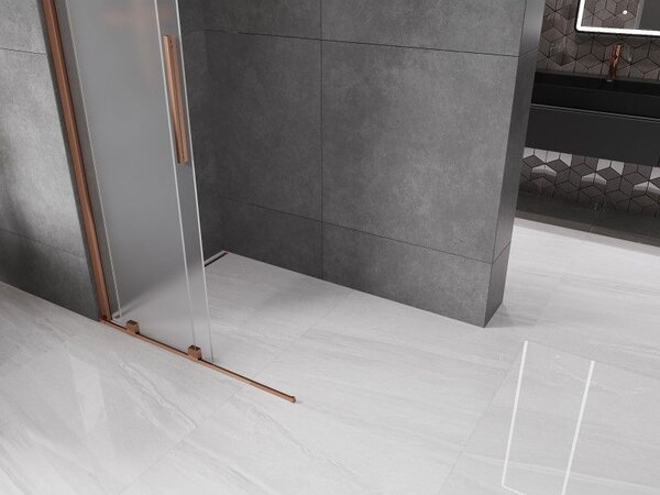 Mexen Velar ścianka prysznicowa rozsuwana Walk-in 120 x 200 cm, szron 8 mm, różowe złoto - 871-120-000-33-60