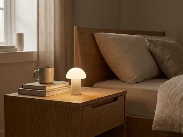 Lampa stołowa LED FUNGHI 11,2 cm, biała