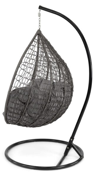 MebleMWM Fotel ogrodowy wiszący HC-001 szary technorattan, poduszka w zestawie | OUTLET