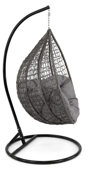 MebleMWM Fotel ogrodowy wiszący HC-001 szary technorattan, poduszka w zestawie | OUTLET