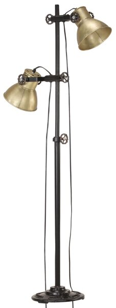 Lampa podłogowa z 2 kloszami, mosiądz, E27, żeliwo