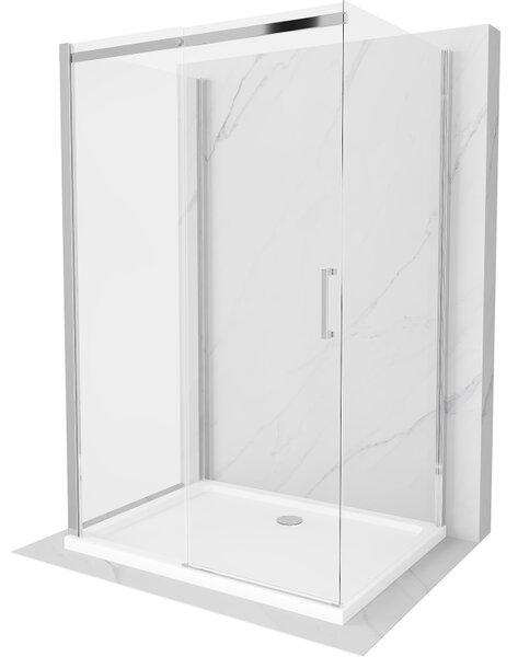 Mexen Omega-3S kabina prysznicowa 3-ścienna, rozsuwana 100x80 cm, transparent, chrom + brodzik Flat - 825-100-080-01-00-3s-4010