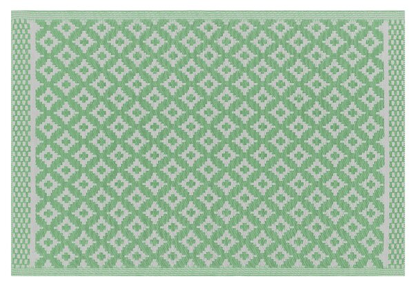 Wzorzysty dywan zewnętrzny z tworzywa z recyklingu 120 x 180 cm zielony Thane Beliani