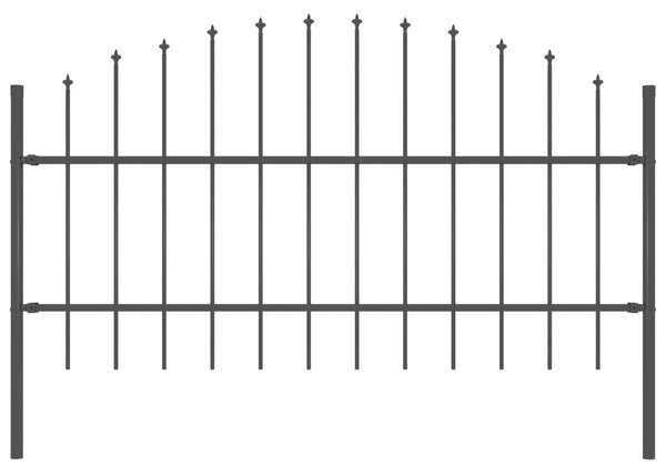 Panel ogrodzeniowy z grotami (0,75-1) x 1,7 m, stal, czarny