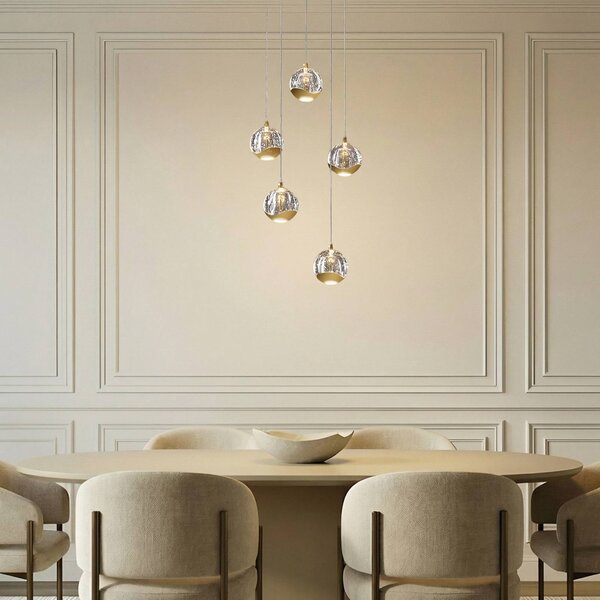 Lampa wisząca szklana Hayley Lucande, przezroczysty / transparentny, salon / jadalnia, szkło, nowoczesny