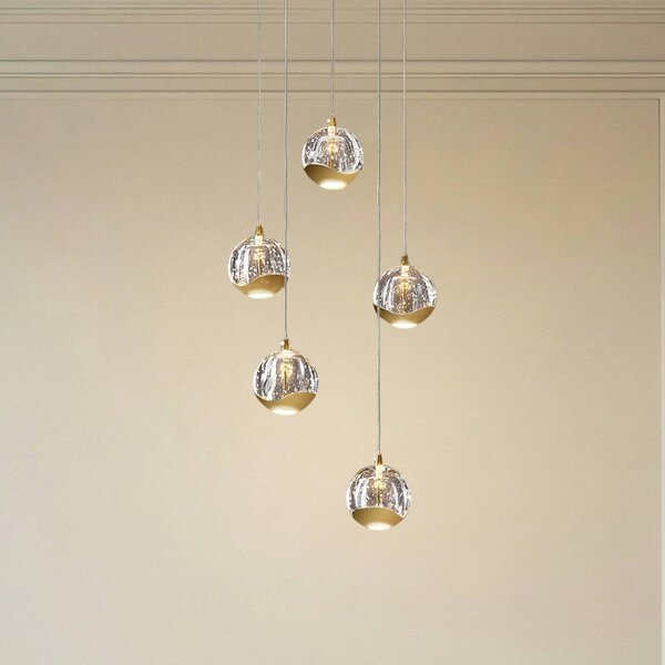 Lampa wisząca szklana Hayley Lucande, przezroczysty / transparentny, salon / jadalnia, szkło, nowoczesny