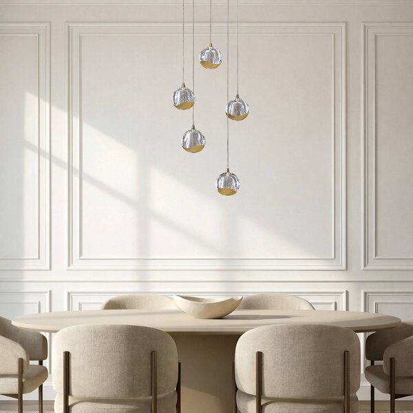 Lampa wisząca szklana Hayley Lucande, przezroczysty / transparentny, salon / jadalnia, szkło, nowoczesny