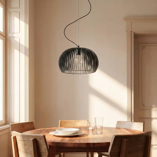 Lampa wisząca Jusra Lindby, możliwość ściemniania, czarny, kuchnia, metal, nowoczesny