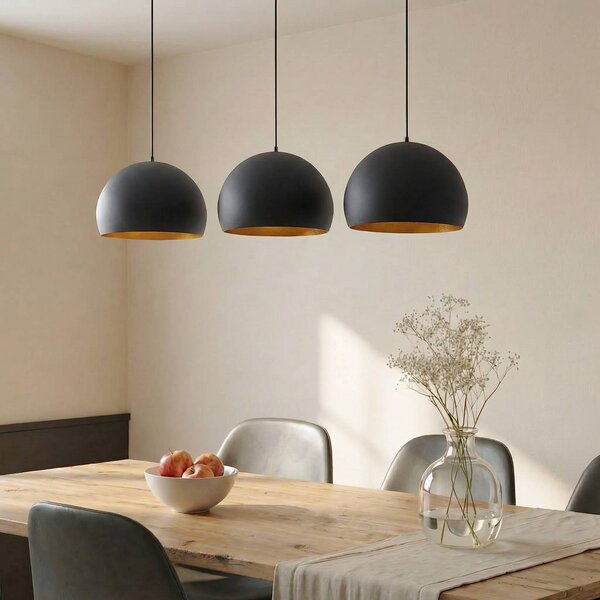 Lampa wisząca Tarjei Lindby, możliwość ściemniania, czarny, salon / jadalnia, metal, nowoczesny