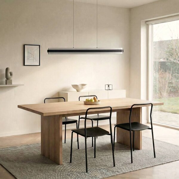 Lampa wisząca Tarnin Lucande, możliwość ściemniania, czarny, salon / jadalnia, metal, nowoczesny