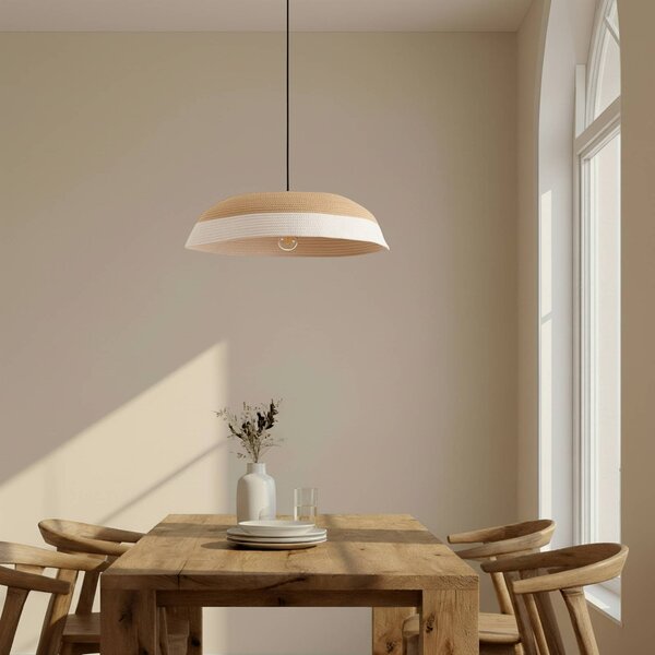 Lampa wisząca Caliva Lindby, kremowy / amber, salon / jadalnia, tkanina / materiał / jedwab, nowoczesny