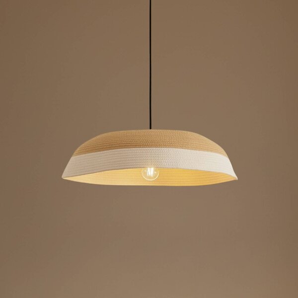 Lampa wisząca Caliva Lindby, kremowy / amber, salon / jadalnia, tkanina / materiał / jedwab, nowoczesny