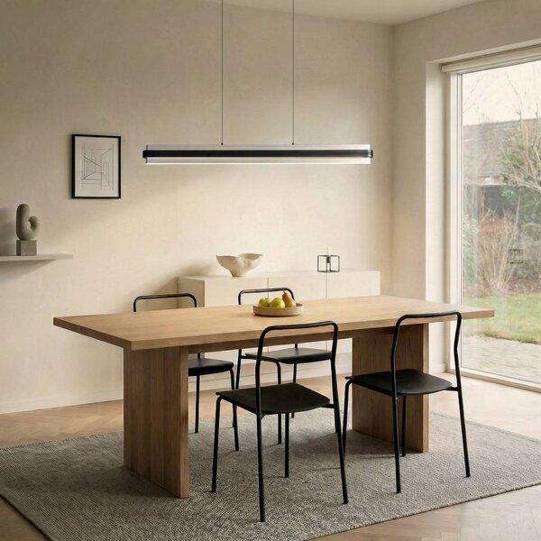 Lampa wisząca Tarnin Lucande, możliwość ściemniania, czarny, salon / jadalnia, metal, nowoczesny