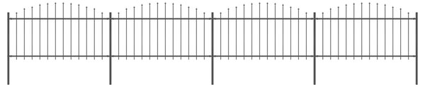 Panele ogrodzeniowe z grotami, stal, (1,25-1,5) x 6,8 m, czarne