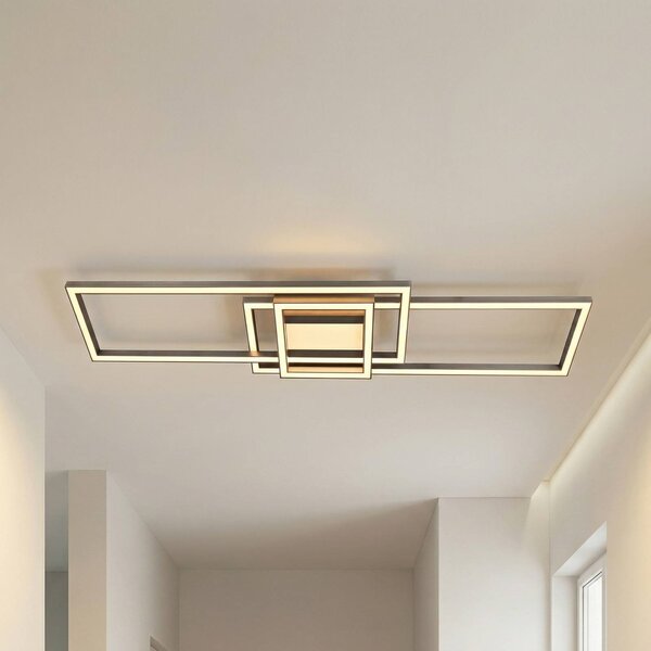 Lampa sufitowa LED Mairin Lindby, możliwość ściemniania, aluminiowy / szary / cynkowy, salon / jadalnia, aluminium, nowoczesny