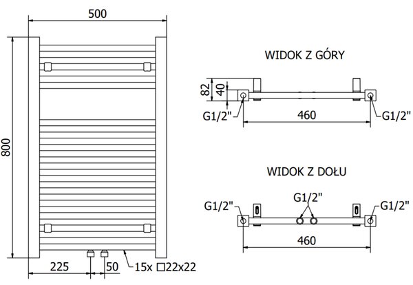 Mexen Pluton grzejnik łazienkowy 800 x 500 mm, 410 W, czarny - W106-0800-500-00-70