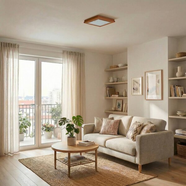 Lampa sufitowa Tally Argon, terracotta, przedpokój, drewno