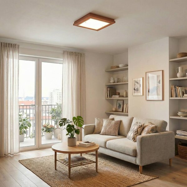 Lampa sufitowa Tally Argon, terracotta, przedpokój, drewno