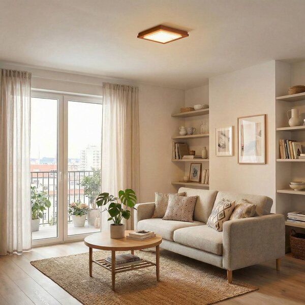 Lampa sufitowa Tally Argon, terracotta, przedpokój, drewno