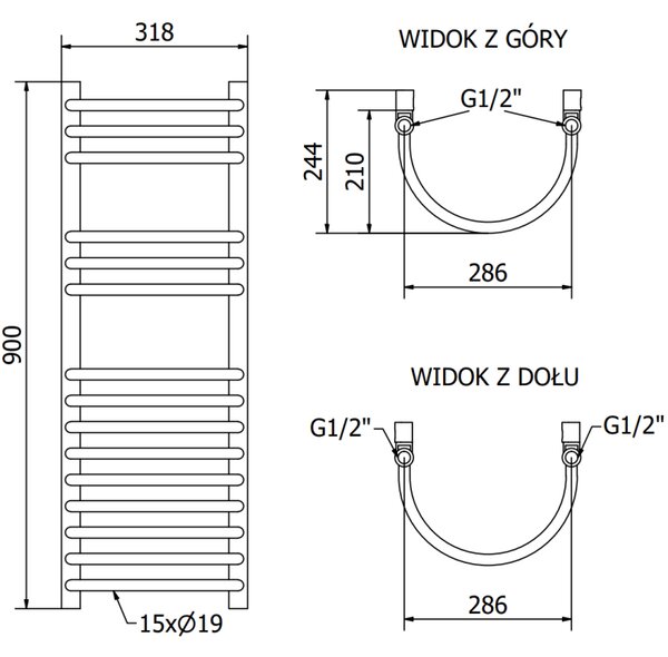 Mexen Eros grzejnik łazienkowy 900 x 318 mm, 315 W, biały - W112-0900-318-00-20