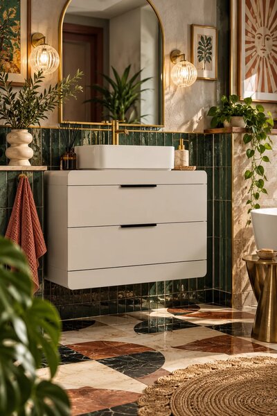 Kaszmirowa nowoczesna szafka wisząca pod umywalkę nablatową 60 cm W9-B96