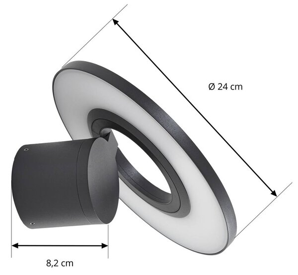 Kinkiet zewnętrzny LED Tovio Arcchio, aluminiowy / szary / cynkowy, aluminium, nowoczesny