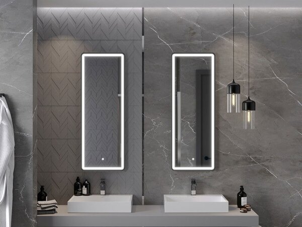 Mexen Coro lustro łazienkowe podświetlane 45 x 120 cm, LED 6000K, antypara, rama czarna - 9817-045-120-611-70