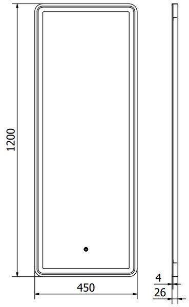Mexen Coro lustro łazienkowe podświetlane 45 x 120 cm, LED 6000K, antypara, rama czarna - 9817-045-120-611-70