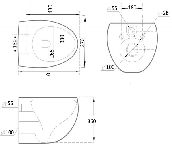 Mexen Egg miska wc Rimless z deską wolnoopadającą slim, duroplast, czarna mat - 30245070