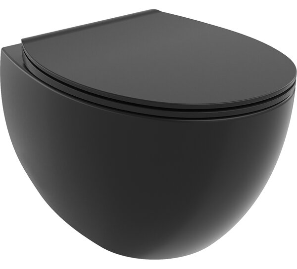 Mexen Egg miska wc Rimless z deską wolnoopadającą slim, duroplast, czarna mat - 30245070