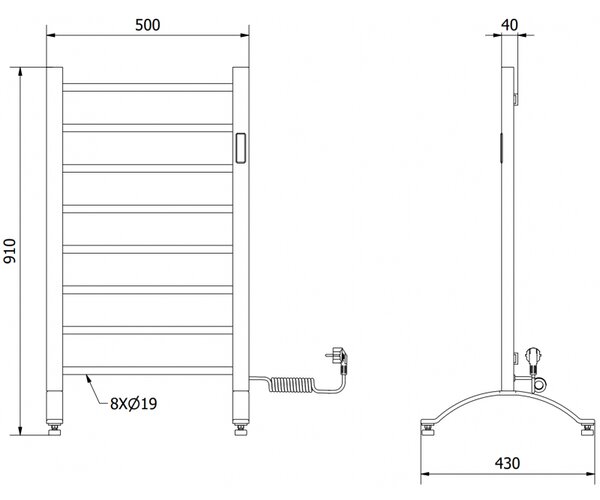 Mexen Oso grzejnik elektryczny 2w1 stojący 910 x 500 mm, 200 W, czarny - W304-0910-500-00-70
