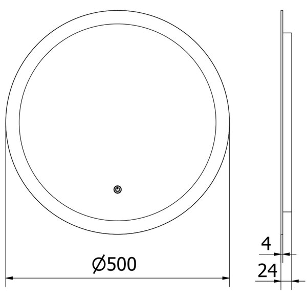 Mexen Oro lustro łazienkowe podświetlane, okragłe 50 cm, LED 6000K, antypara - 9824-050-050-611-00