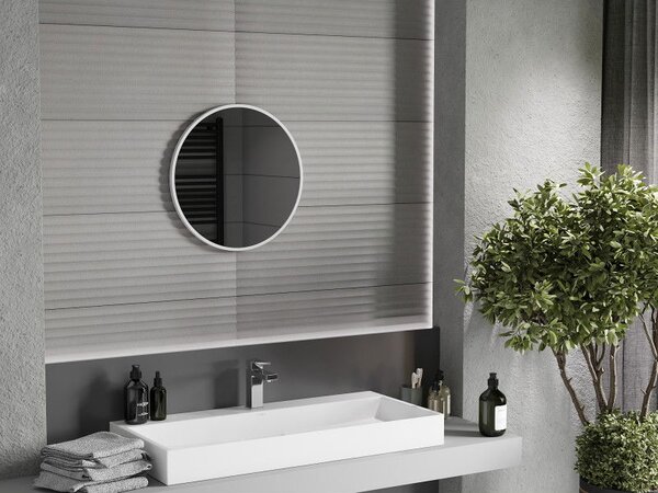 Mexen Loft lustro łazienkowe okragłe 50 cm, rama biała - 9850-050-050-000-20