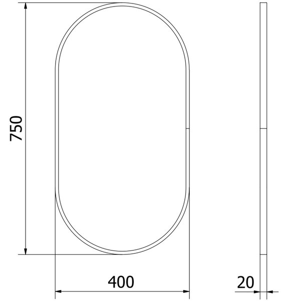 Mexen Loft lustro łazienkowe owalne 75 x 40 cm, rama czarna - 9851-075-040-000-70
