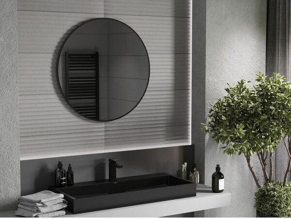 Mexen Loft lustro łazienkowe okragłe 80 cm, rama czarna - 9850-080-080-000-70