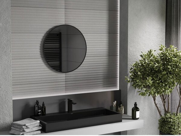 Mexen Loft lustro łazienkowe okragłe 60 cm, rama czarna - 9850-060-060-000-70