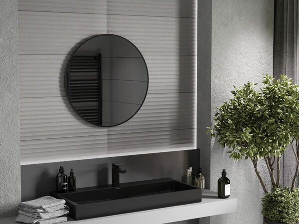 Mexen Loft lustro łazienkowe okragłe 70 cm, rama czarna - 9850-070-070-000-70