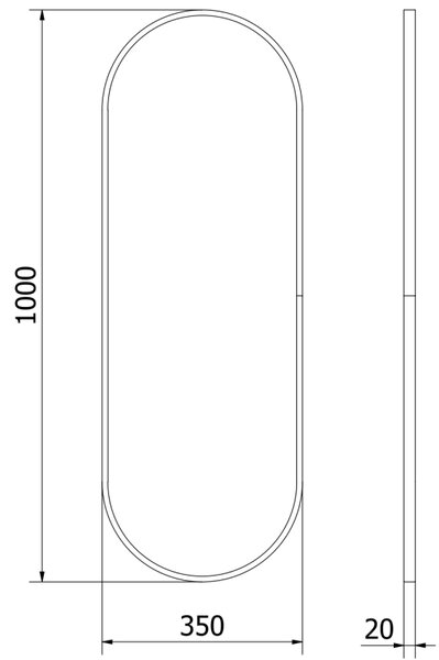 Mexen Loft lustro łazienkowe owalne 100 x 35 cm, rama czarna - 9851-100-035-000-70