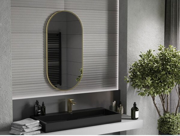 Mexen Loft lustro łazienkowe owalne 100 x 50 cm, rama złota - 9851-100-050-000-50