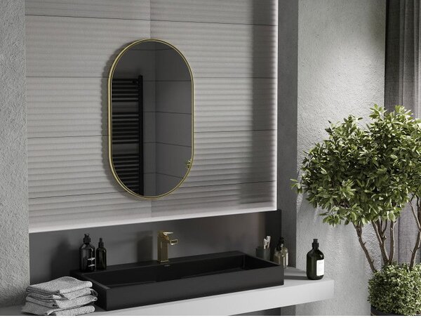 Mexen Loft lustro łazienkowe owalne 85 x 50 cm, rama złota - 9851-085-050-000-50