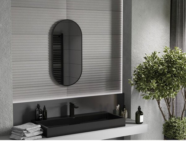 Mexen Loft lustro łazienkowe owalne 80 x 40 cm, rama czarna - 9851-080-040-000-70